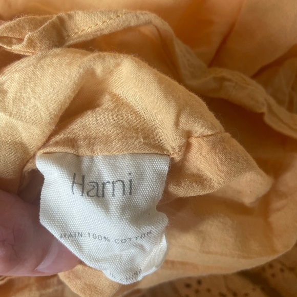 Free People Harni Eyelet Puff Sleeve Midi Dress in Peachy yellow Boho Open Back - Picture 5 of 7